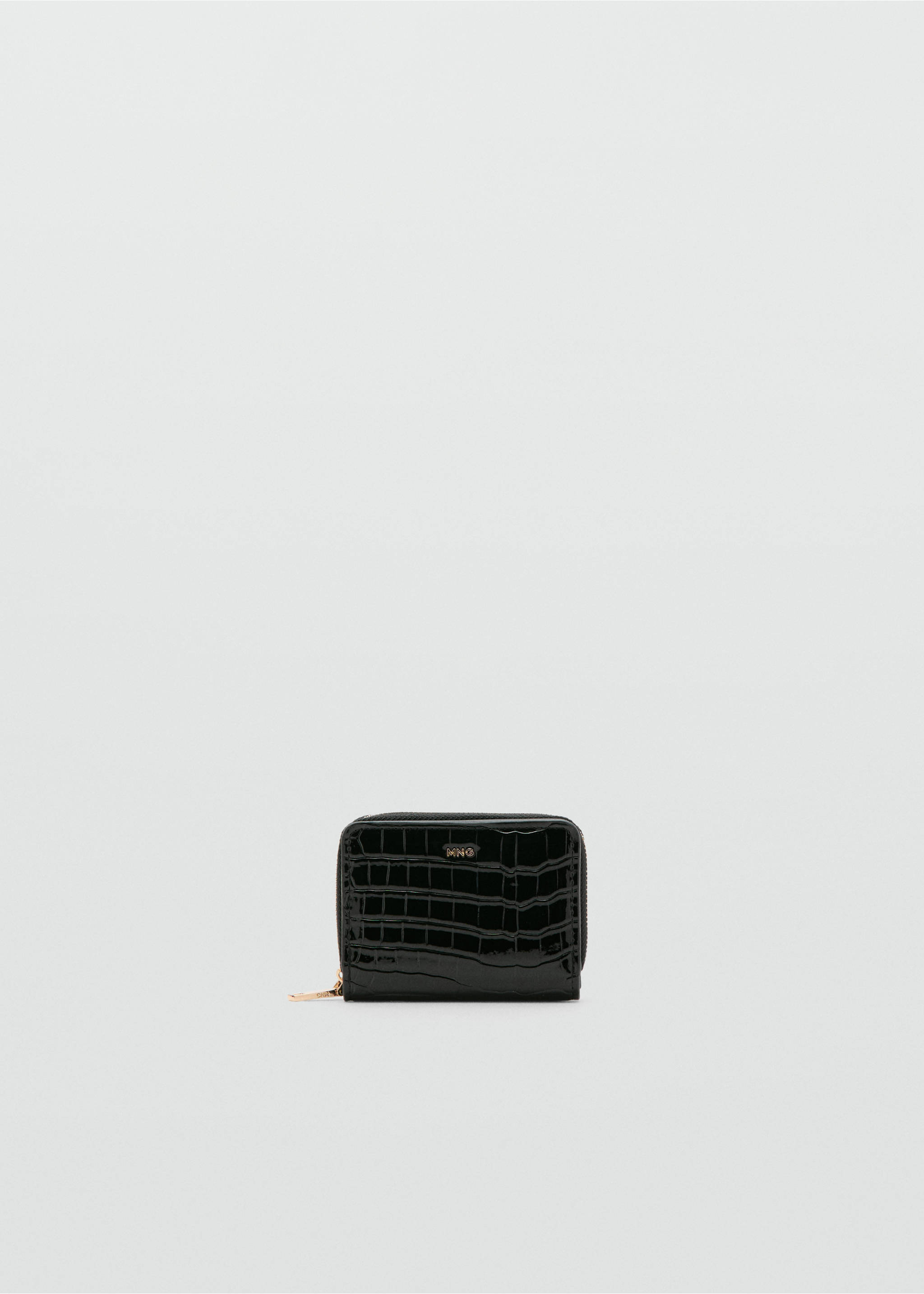 Medium glossy croc wallet - Article without model, Black. Ref: 37061480-00.