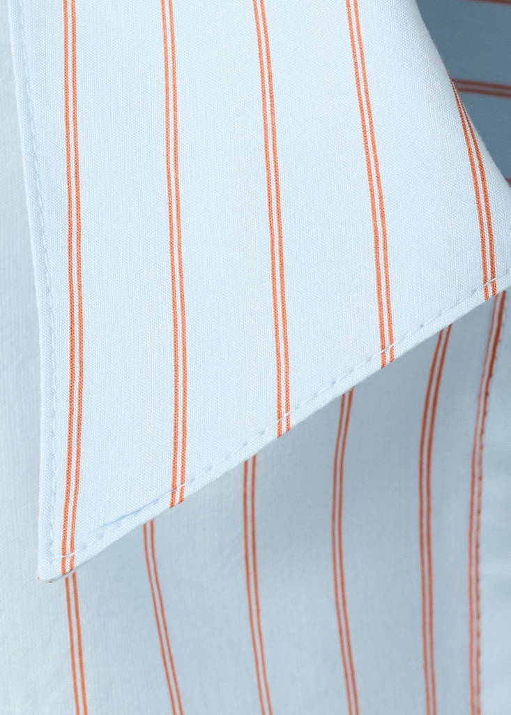 Lyocell striped blouse with bow detail — Sky Blue