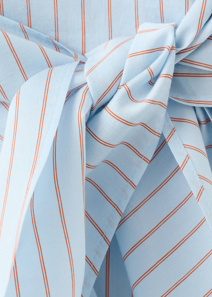 Lyocell striped blouse with bow detail — Sky Blue