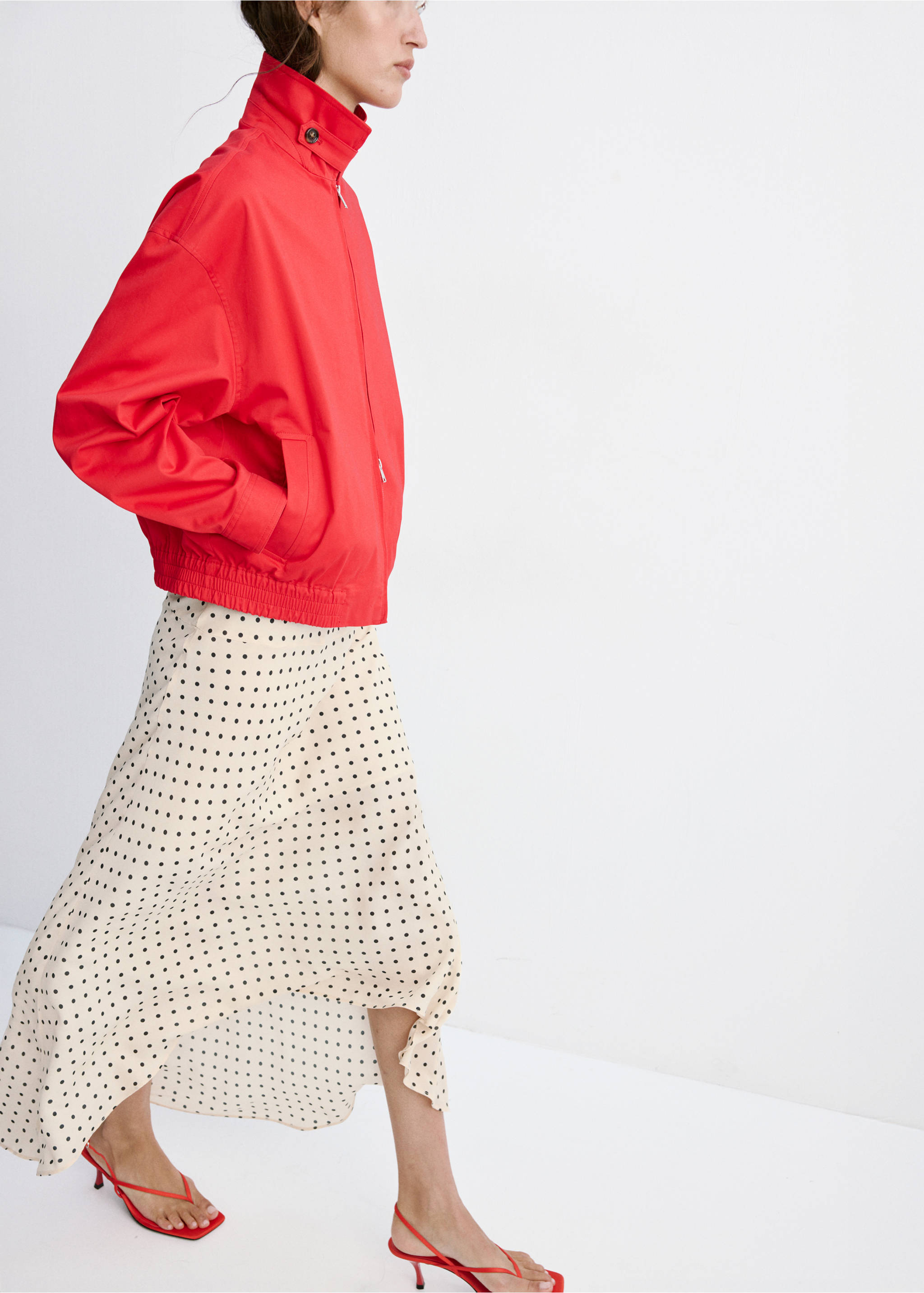 Long polka-dot skirt - General plane, Ecru. Ref: 37061482-00.