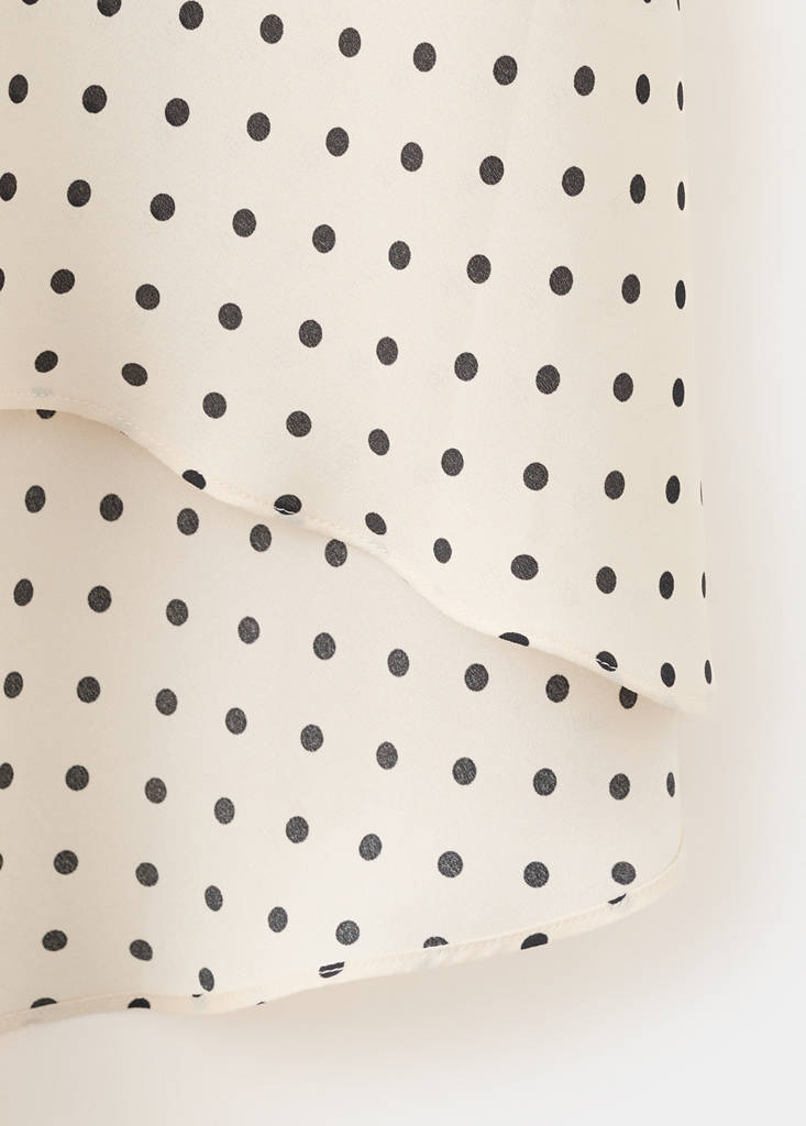 Polka dot skirt with asymmetric hem — Ecru
