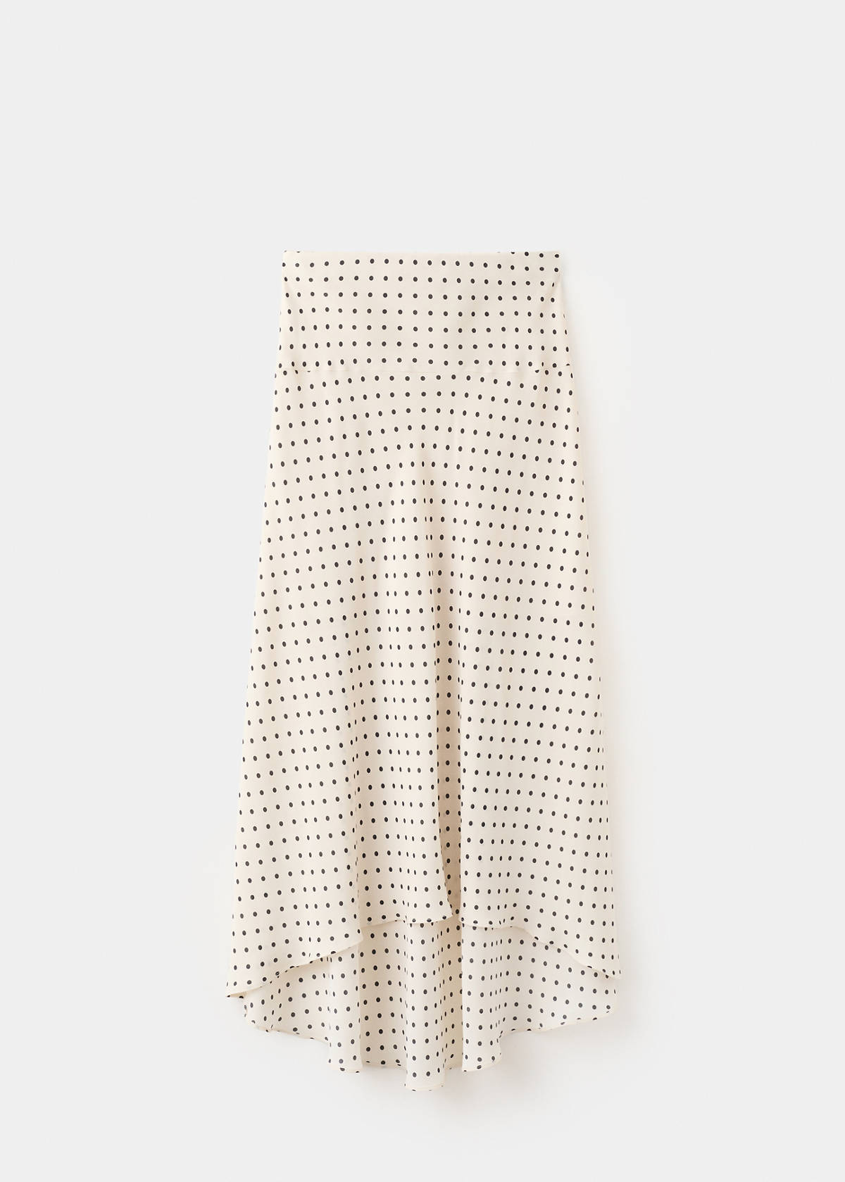 Polka dot skirt with asymmetric hem — Ecru