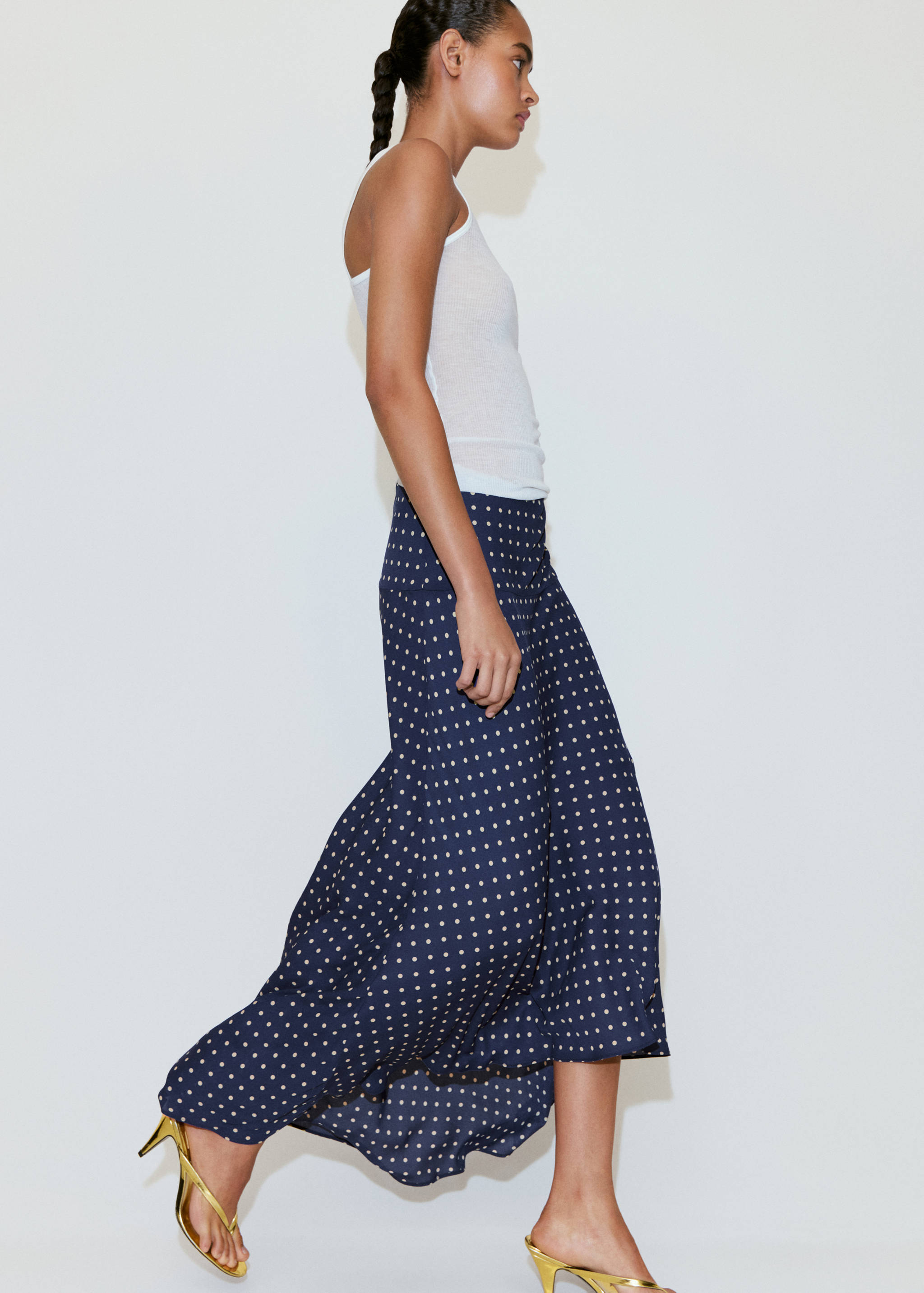 Long polka-dot skirt - General plane