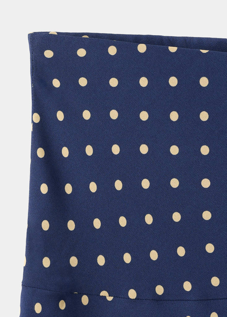 Polka dot skirt with asymmetric hem — Navy