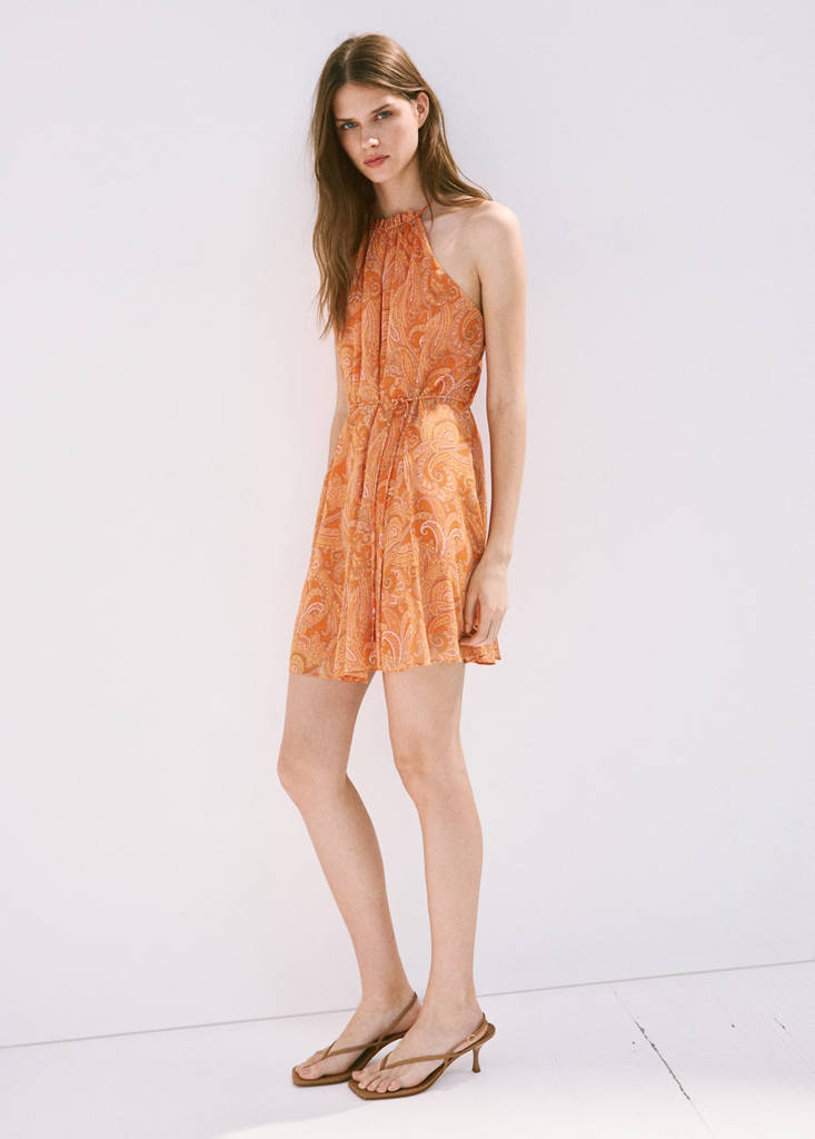 Halter paisley dress — Orange