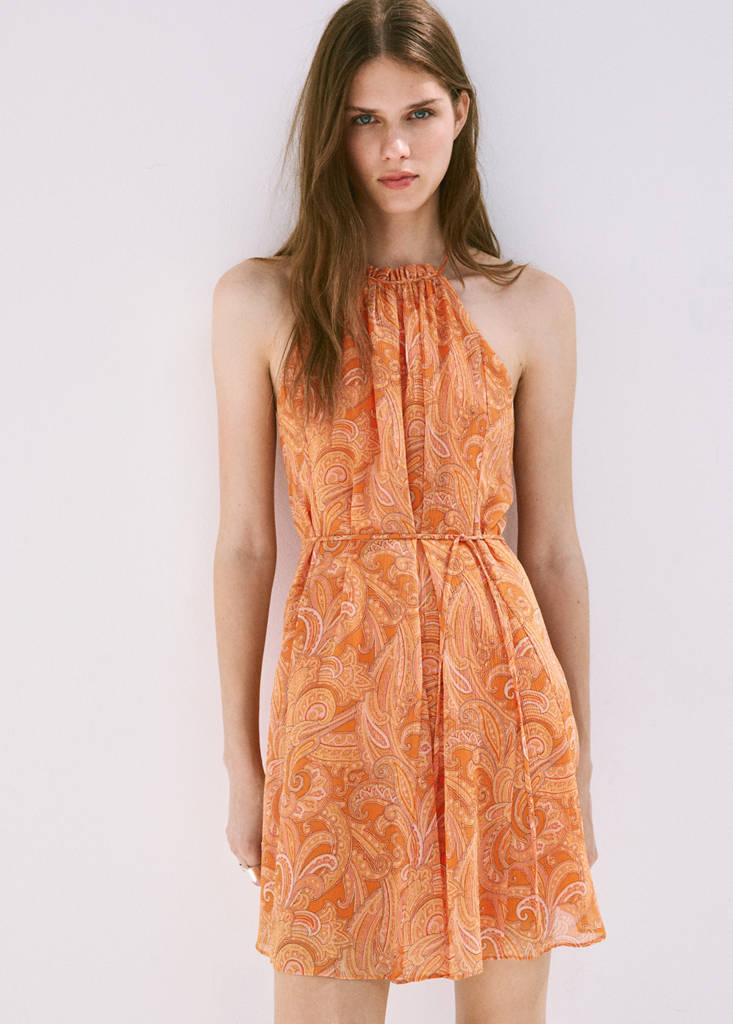 Halter paisley dress — Orange