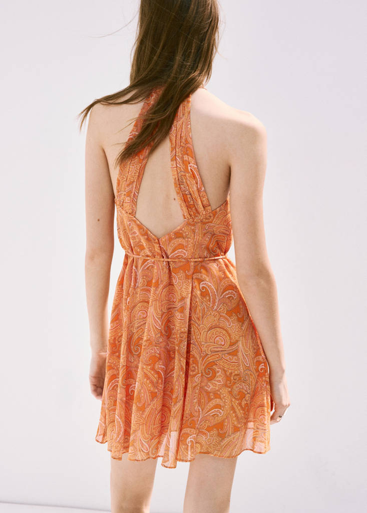 Halter paisley dress — Orange