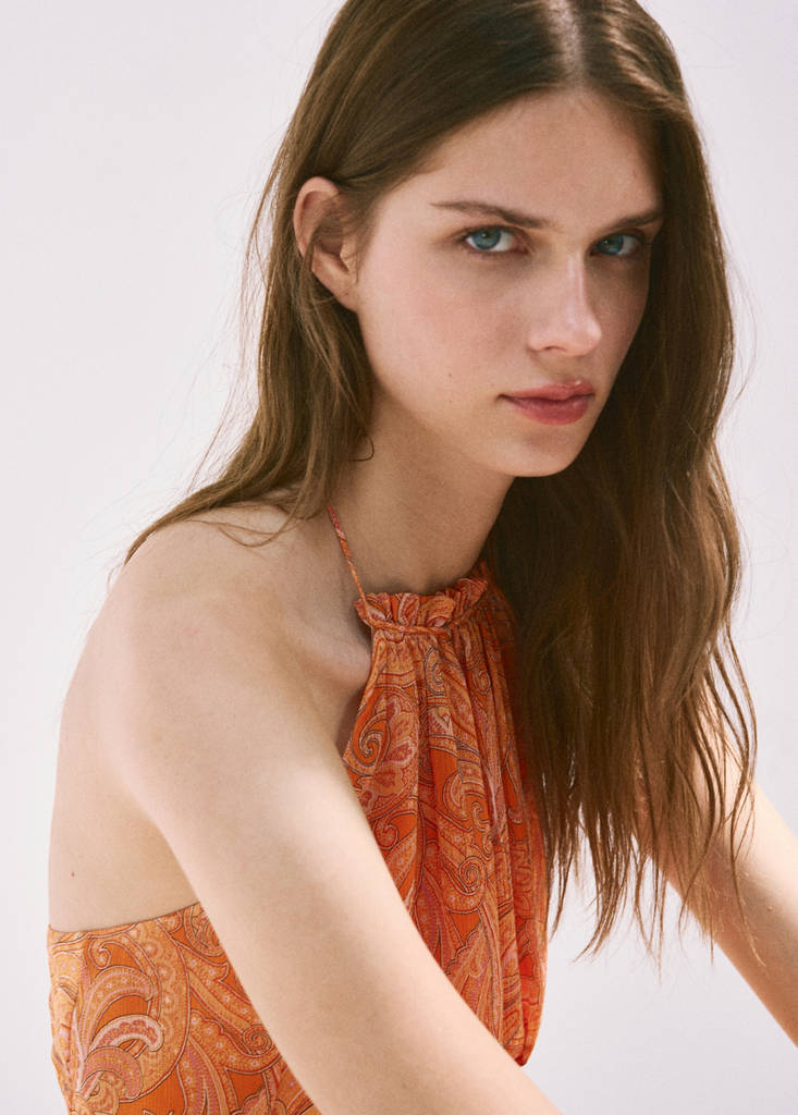 Halter paisley dress — Orange