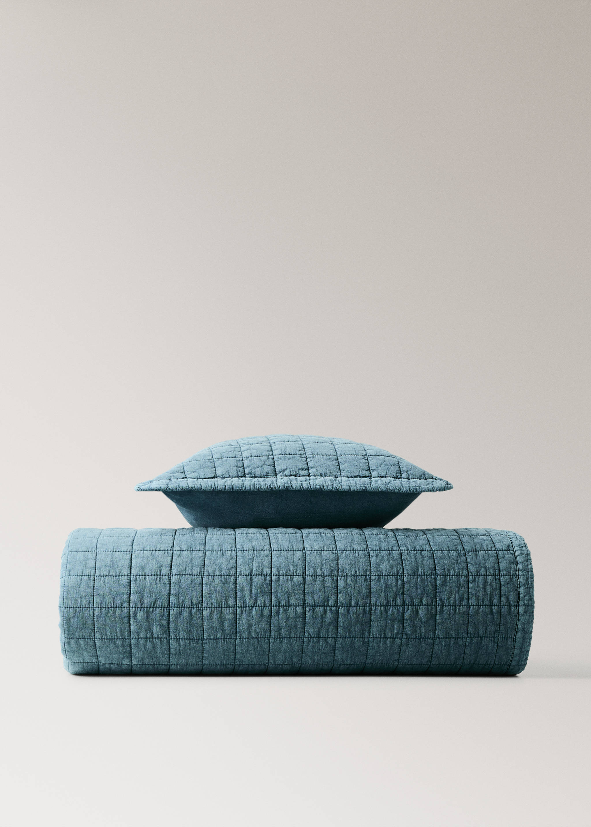 Cot bed quilt cotton quilted checks - Details of the article 3