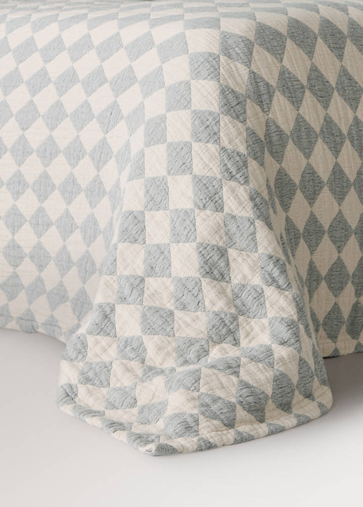 Kinder-Tagesdecke aus 100 % Jacquard-Baumwolle für 90/105-cm-Bett — Preußisch Blau