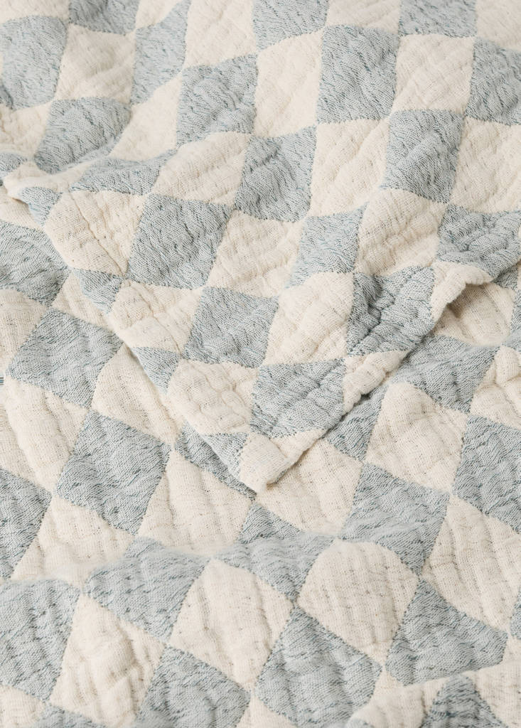 Kinder-Tagesdecke aus 100 % Jacquard-Baumwolle für 90/105-cm-Bett — Preußisch Blau