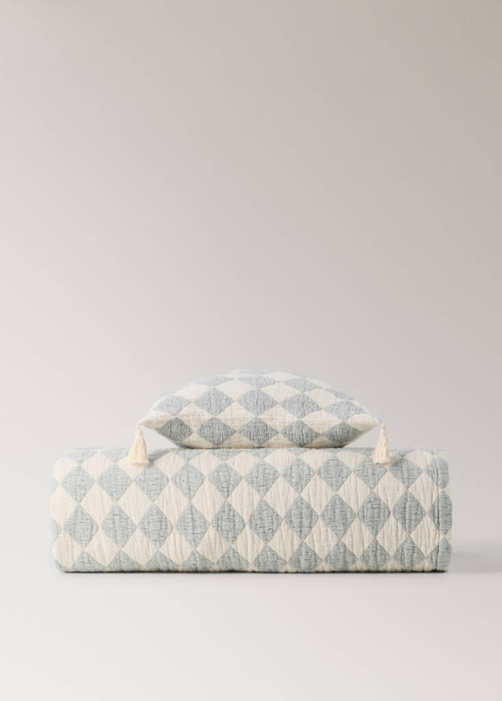 Kinder-Tagesdecke aus 100 % Jacquard-Baumwolle für 90/105-cm-Bett — Preußisch Blau