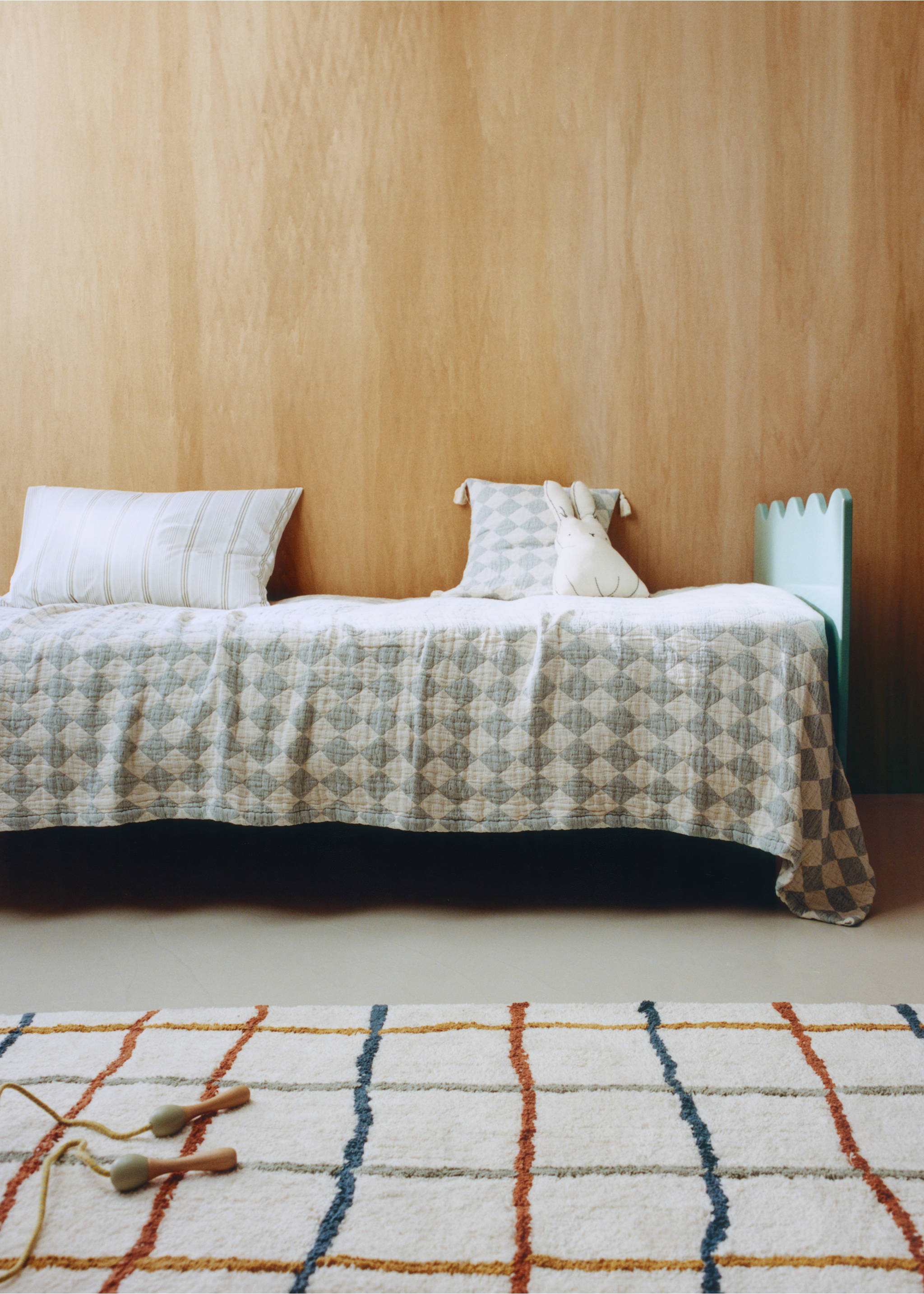 Children's 100% cotton jacquard bedspread for 90/105 cm bed - Details of the article 5, Prussian Blue. Ref: 37061486-00.