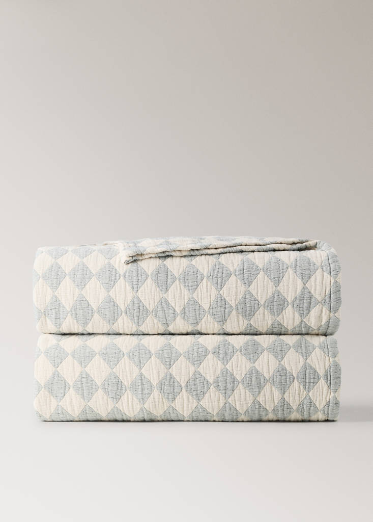 Kinder-Tagesdecke aus 100 % Jacquard-Baumwolle für 90/105-cm-Bett — Preußisch Blau