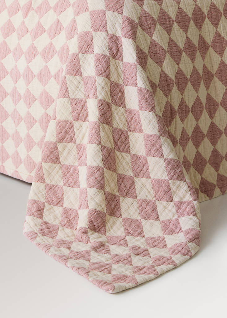 Kinder-Tagesdecke aus 100 % Jacquard-Baumwolle für 90/105-cm-Bett — Korallrot