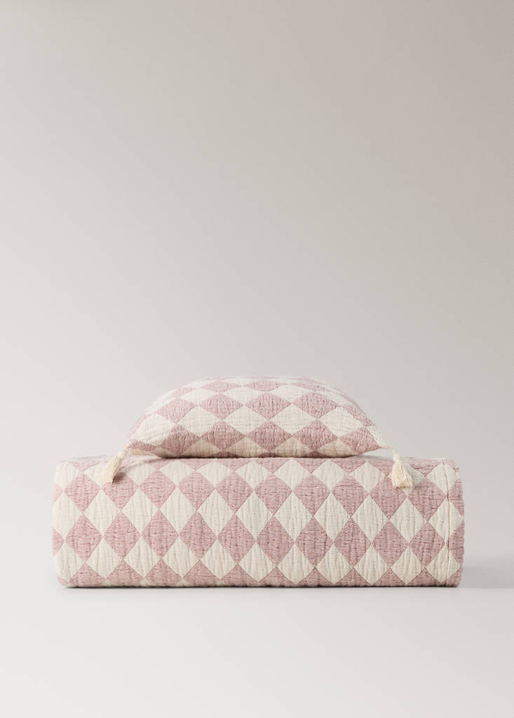 Kinder-Tagesdecke aus 100 % Jacquard-Baumwolle für 90/105-cm-Bett — Korallrot