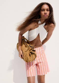 Straight-fit striped bermuda shorts — Orange 1