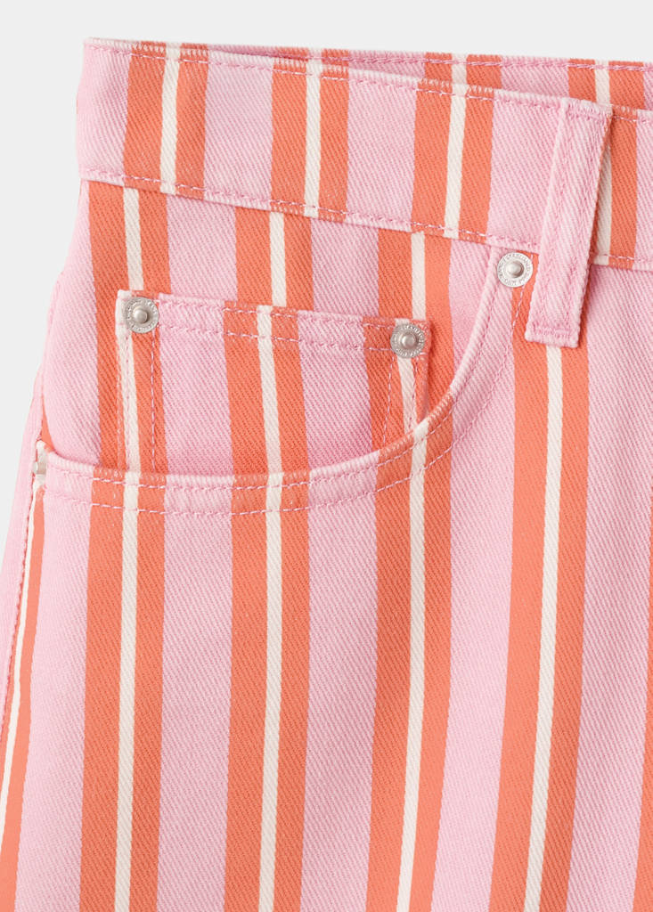 Straight-fit striped bermuda shorts — Orange