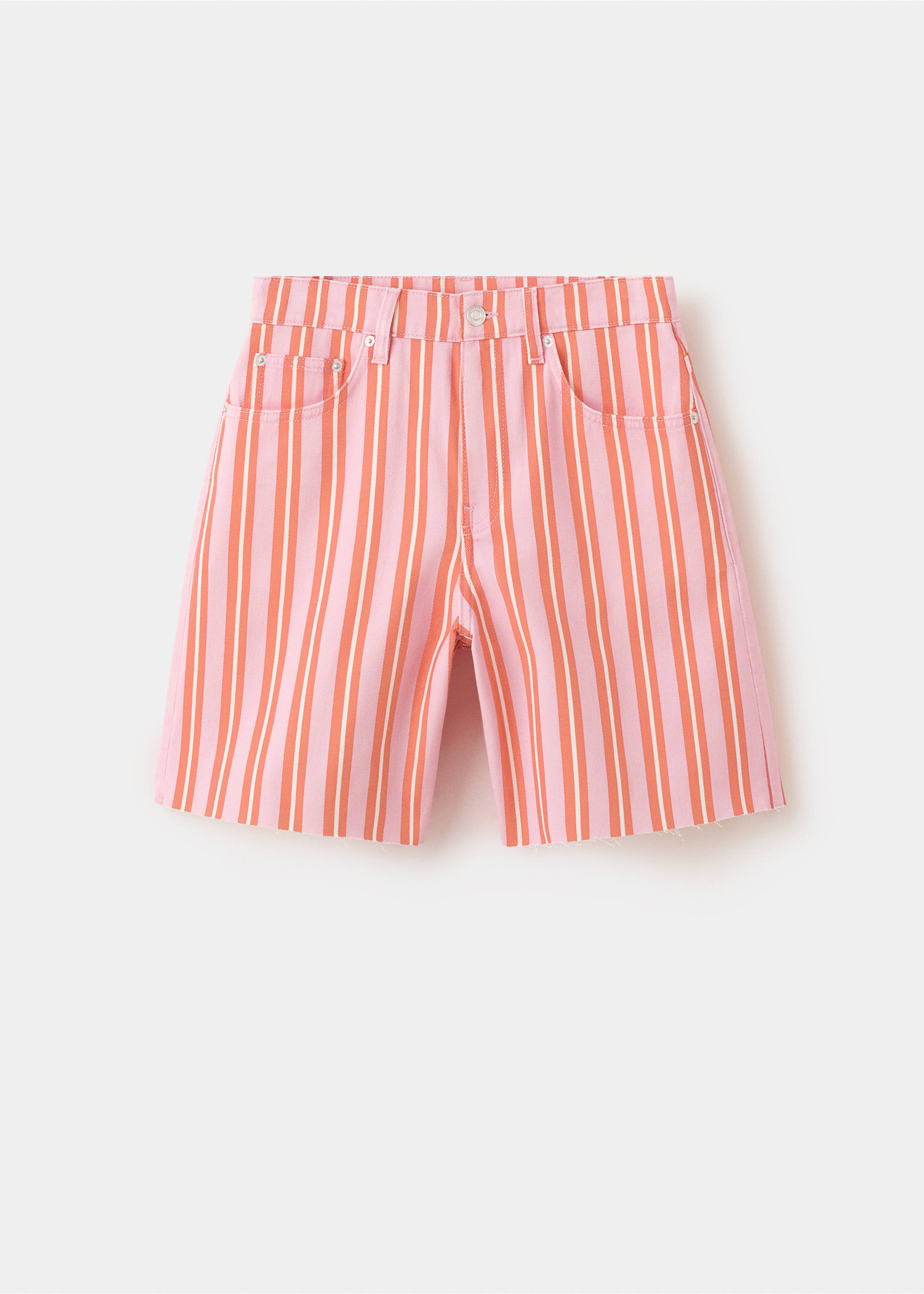 Straight-fit striped bermuda shorts - Article without model, Orange. Ref: 37061489-00.