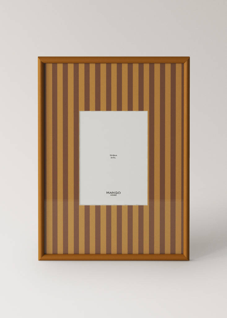 Medium striped wooden photo frame — Ochre