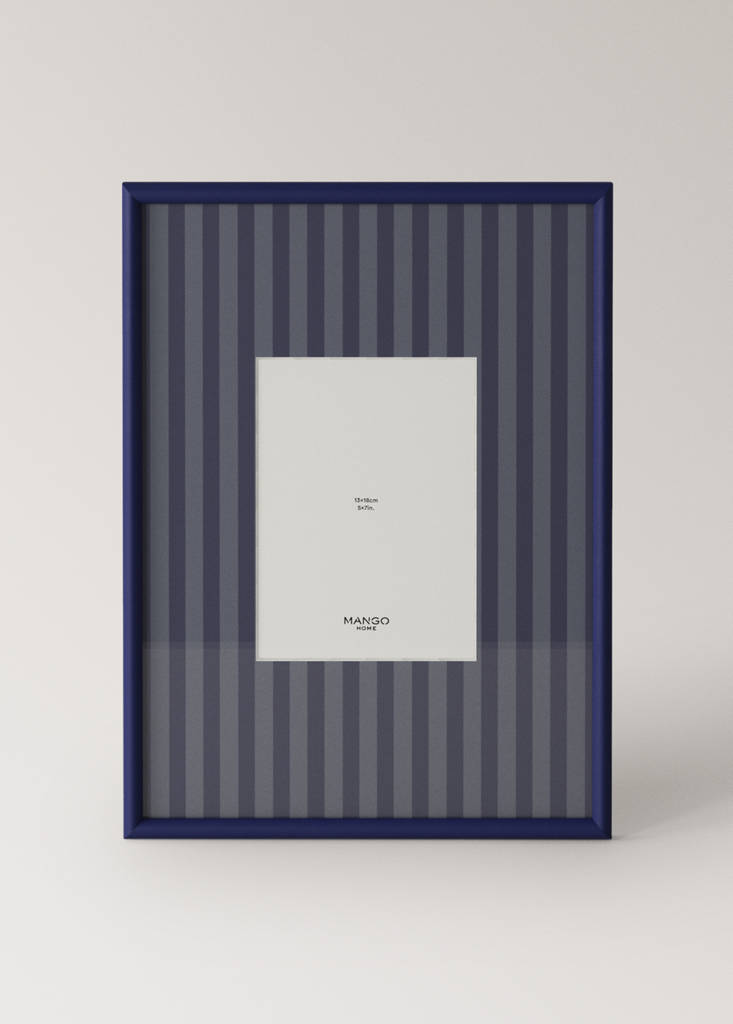 Medium striped wooden photo frame — Blue