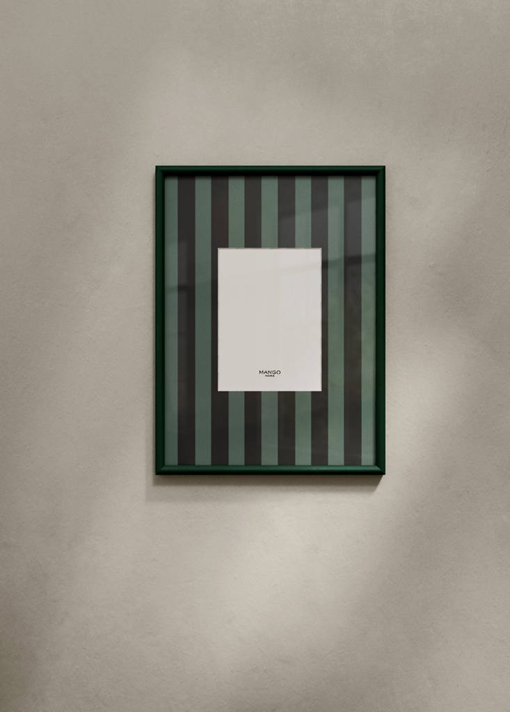 Medium striped wooden photo frame — Petrol Blue