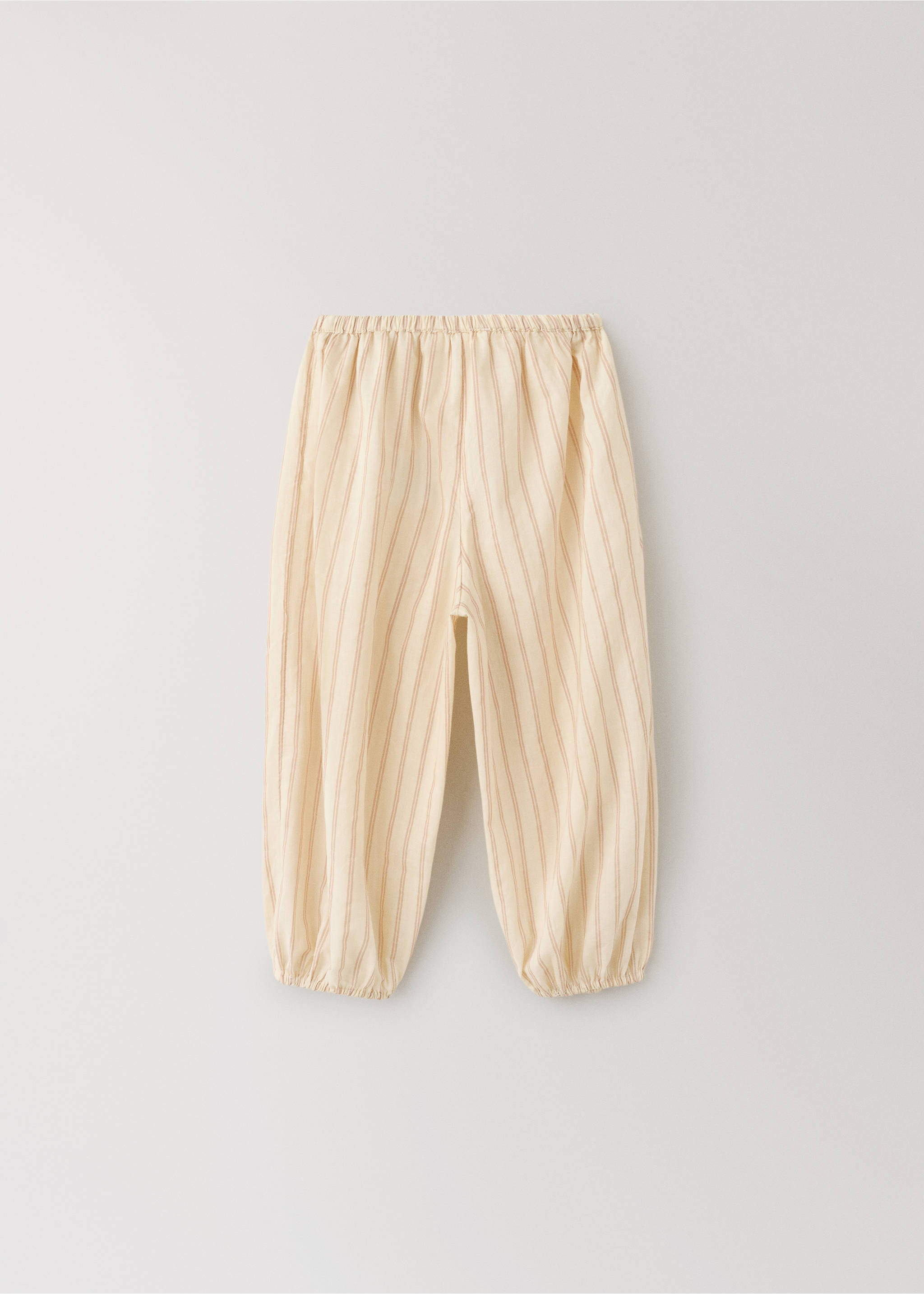 Children’s striped 100% cotton pyjama trousers - Details of the article 1, Nude. Ref: 37061499-00.