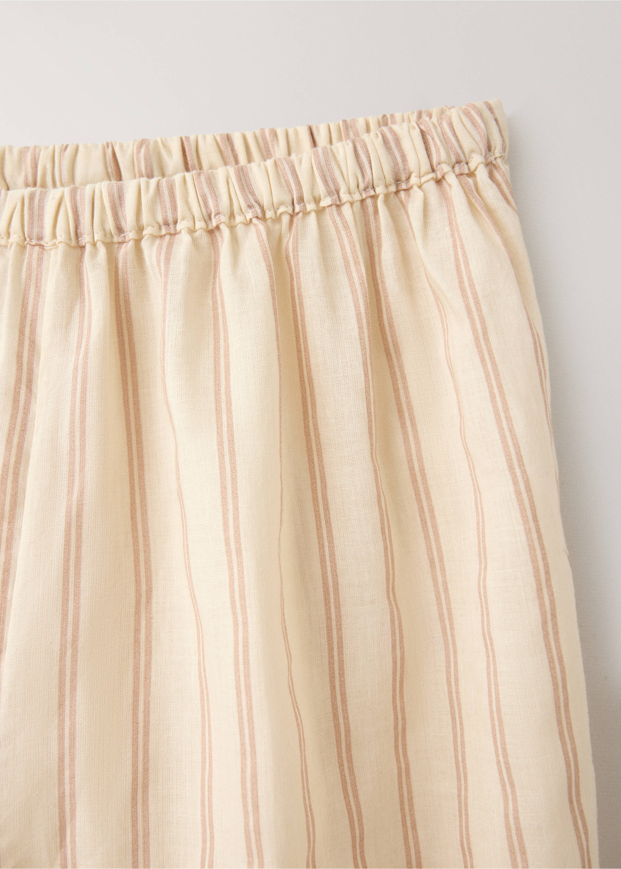 Children’s striped 100% cotton pyjama trousers - Details of the article 3, Nude. Ref: 37061499-00.