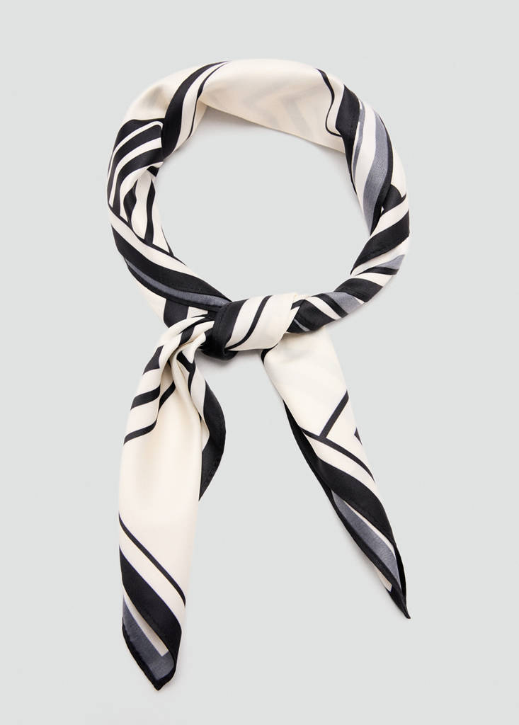 Geometric printed foulard — Ecru