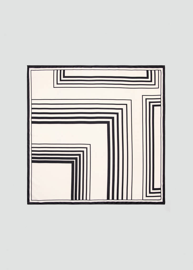 Geometric printed foulard — Ecru