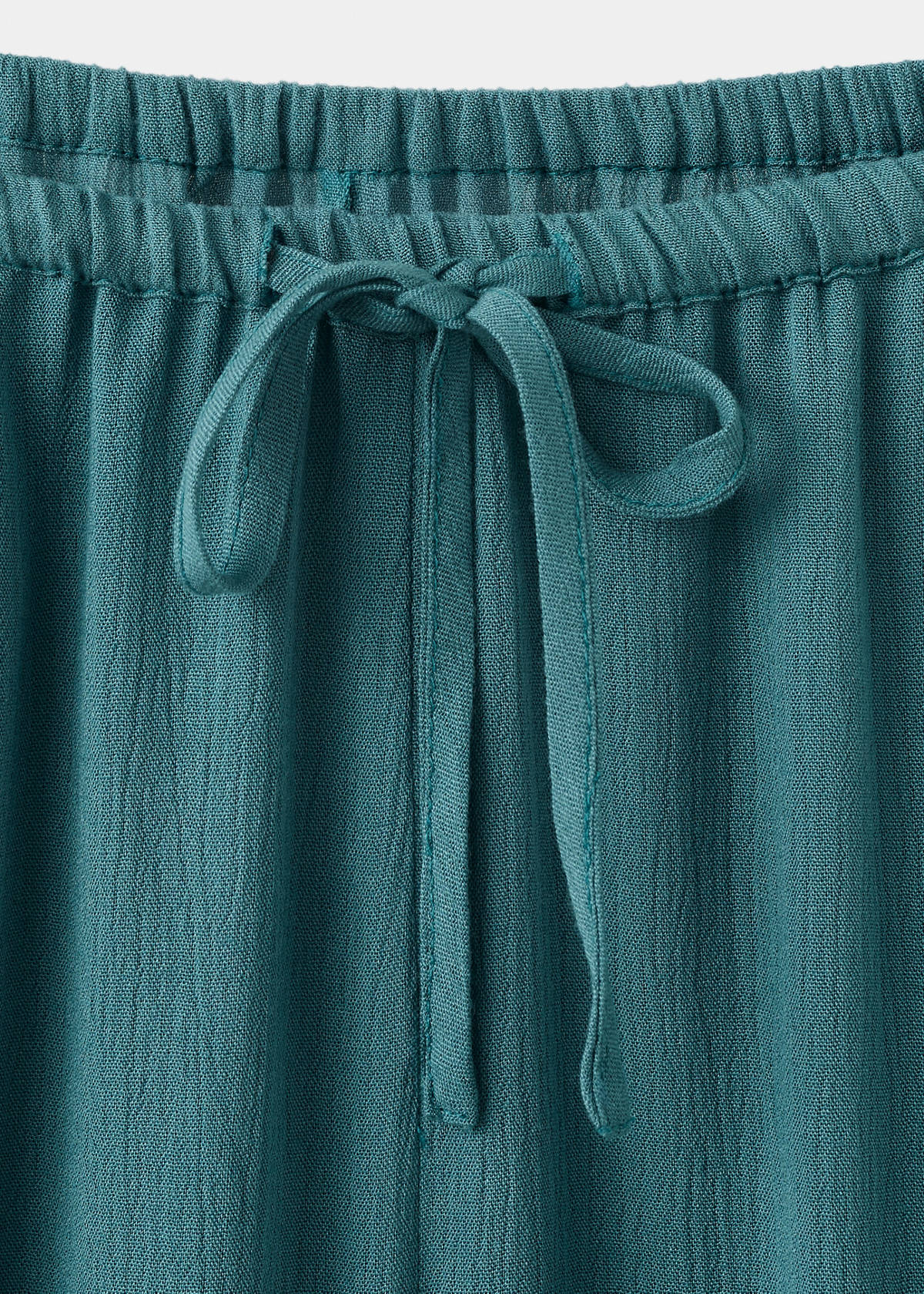 Chiffon trousers with embroidered details — Petrol Blue