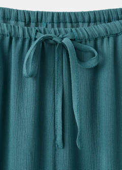 Chiffon trousers with embroidered details — Petrol Blue 5