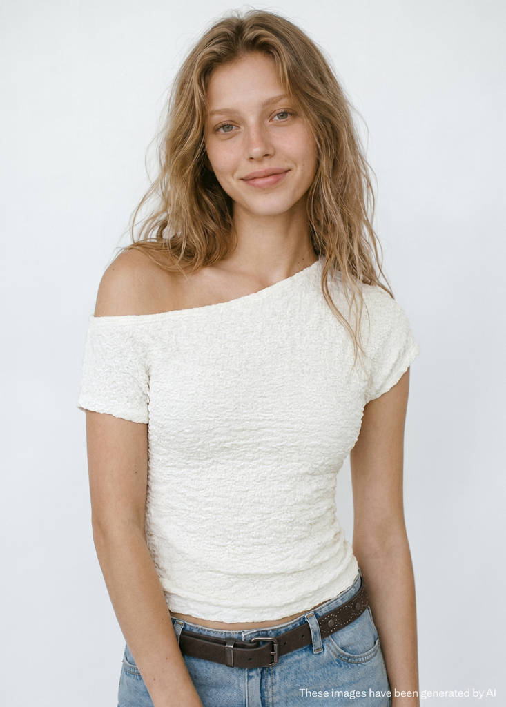 Fitted textured top — Off White