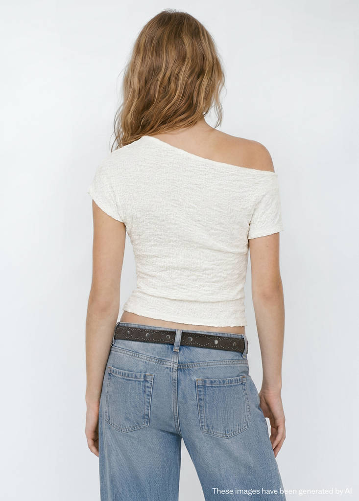 Fitted textured top — Off White