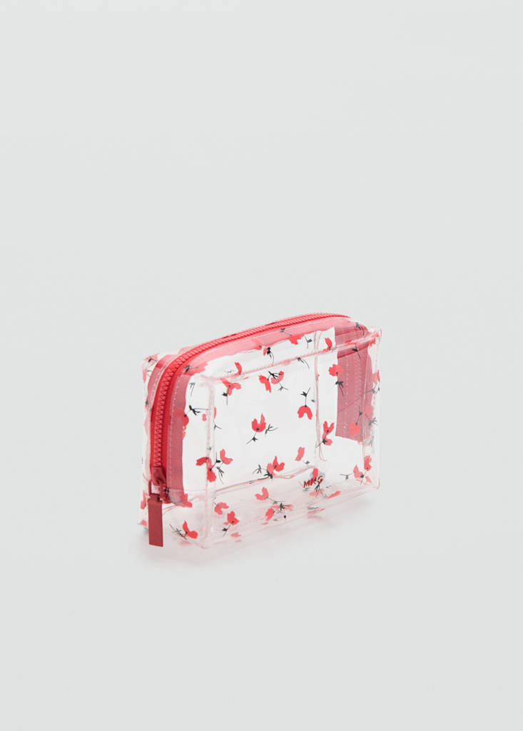 Small transparent floral vanity case — Red