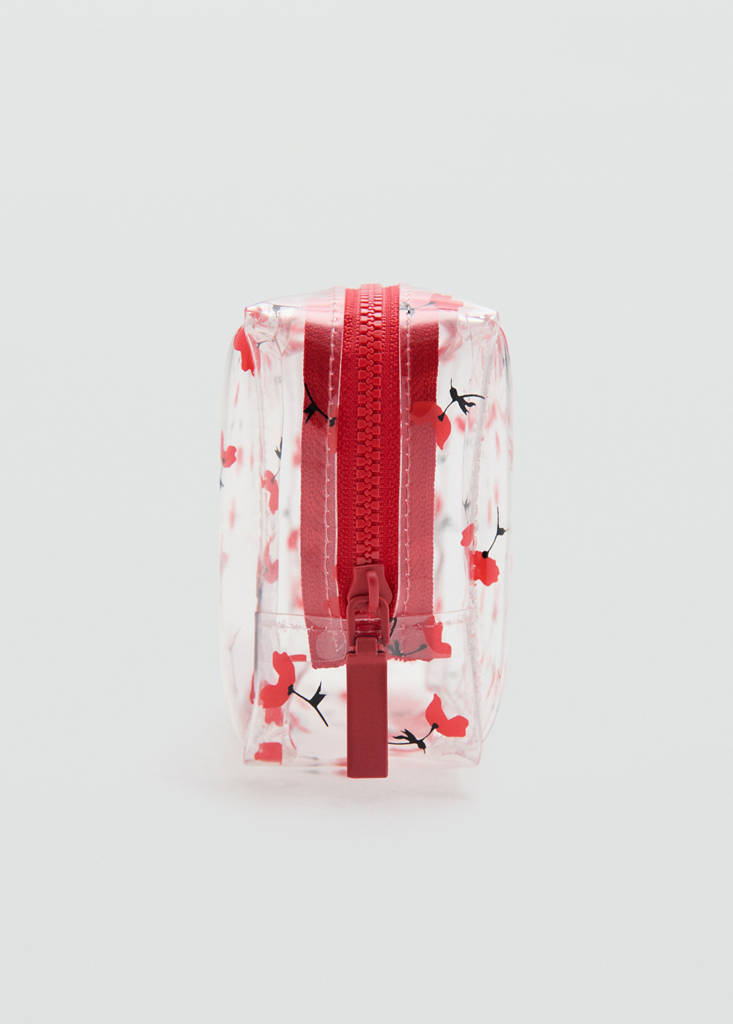 Small transparent floral vanity case — Red