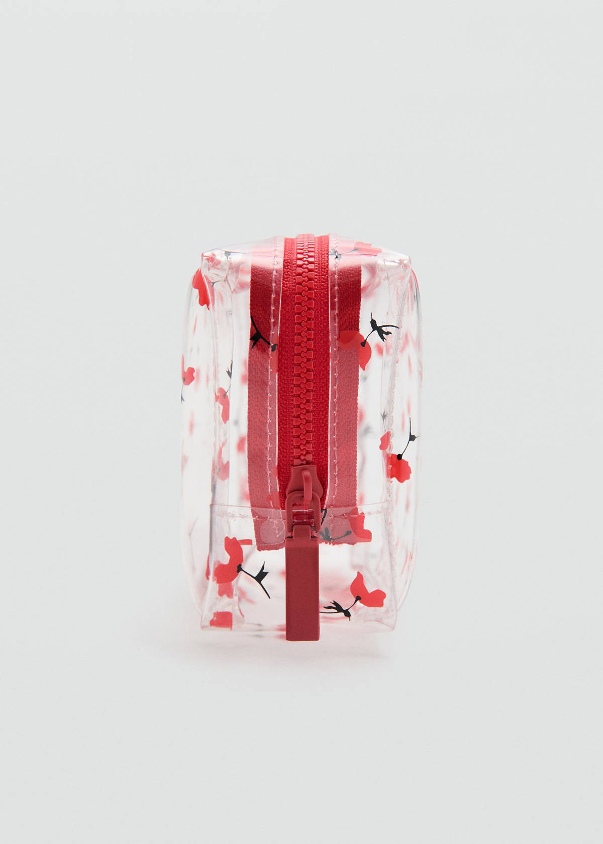 Small transparent floral vanity case — Red