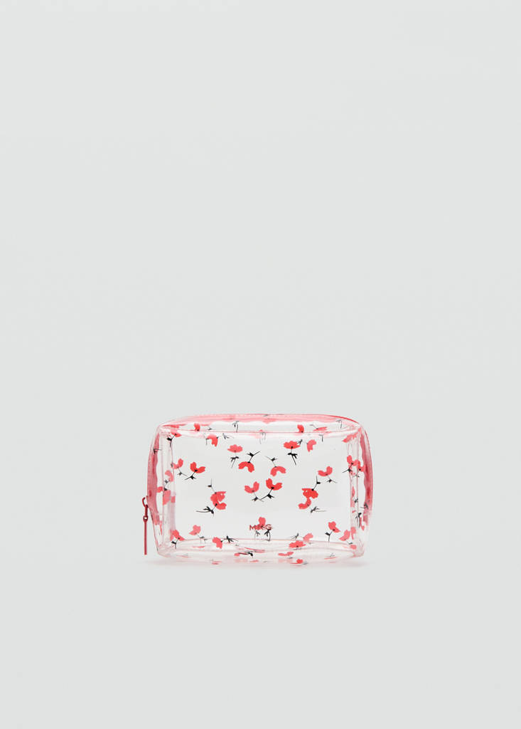 Small transparent floral vanity case — Red