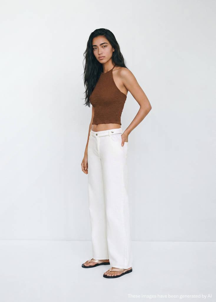 Straight jeans with belt detail — White