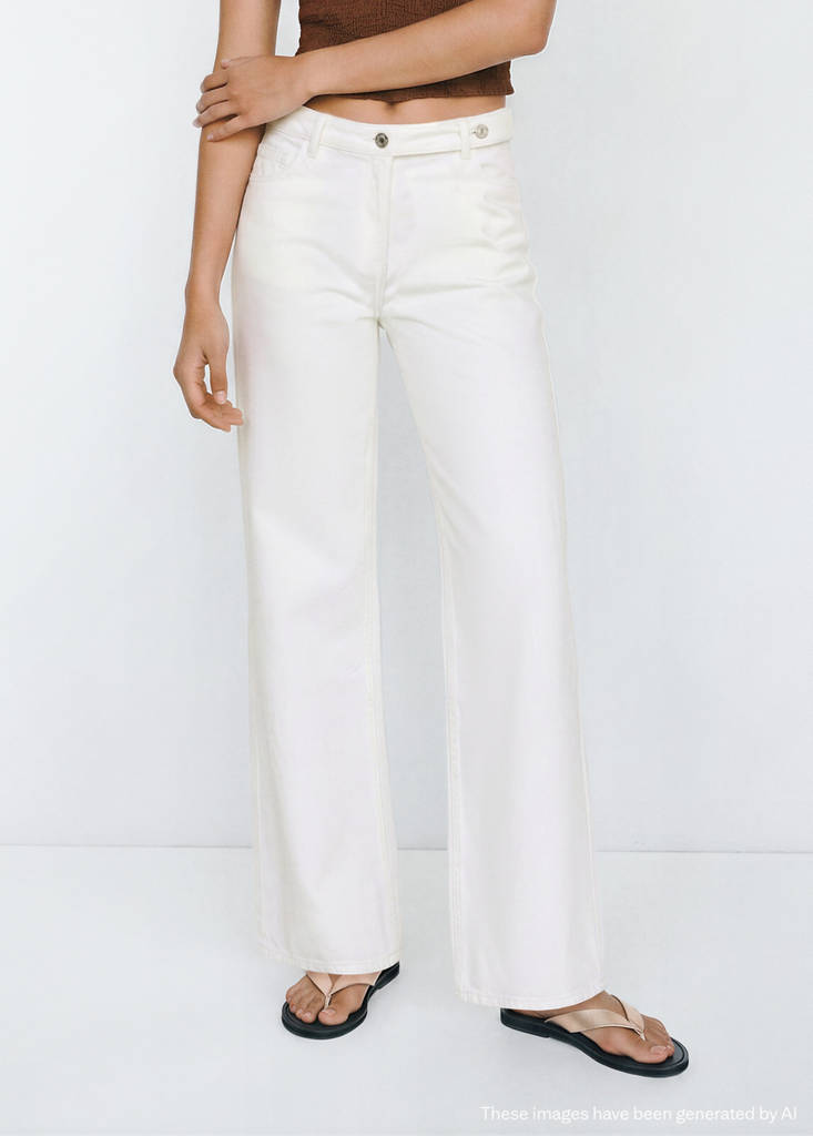 Straight jeans with belt detail — White