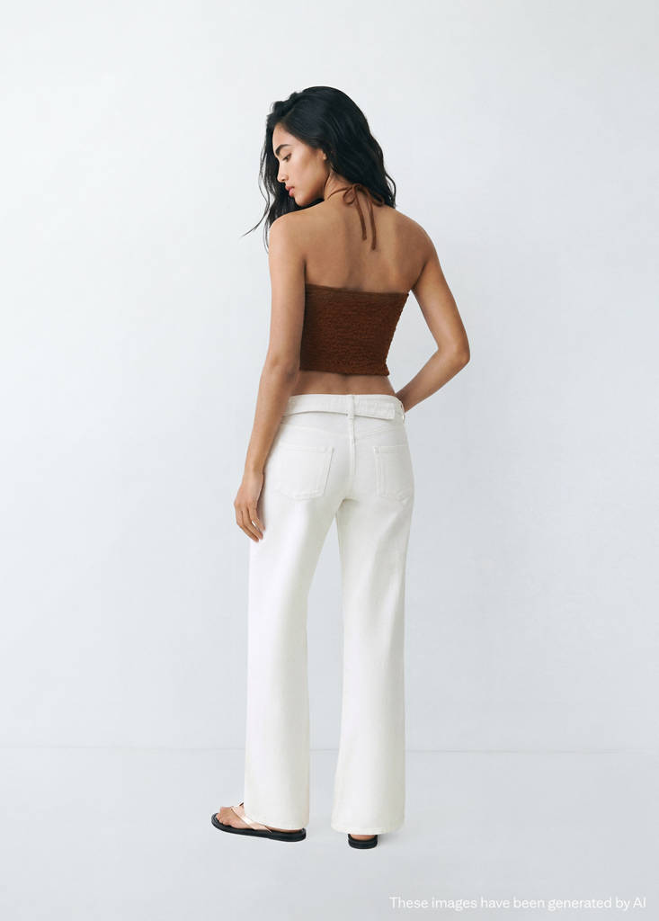 Straight jeans with belt detail — White