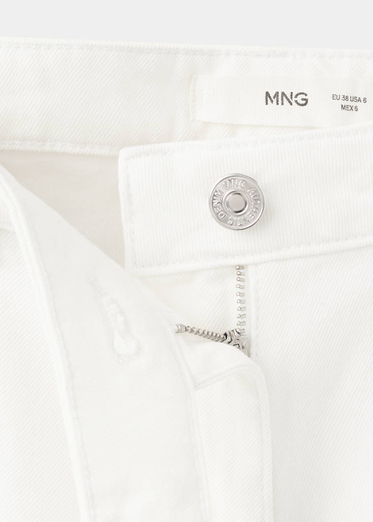 Straight jeans with belt detail — White