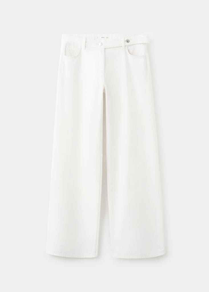 Straight jeans with belt detail — White
