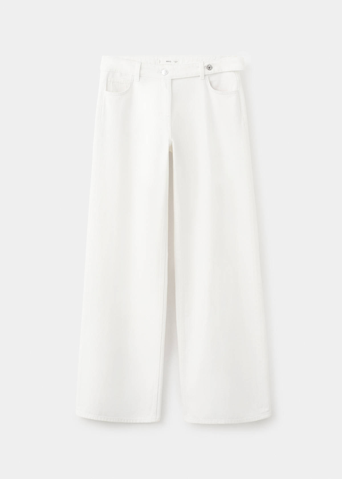 Straight jeans with belt detail — White
