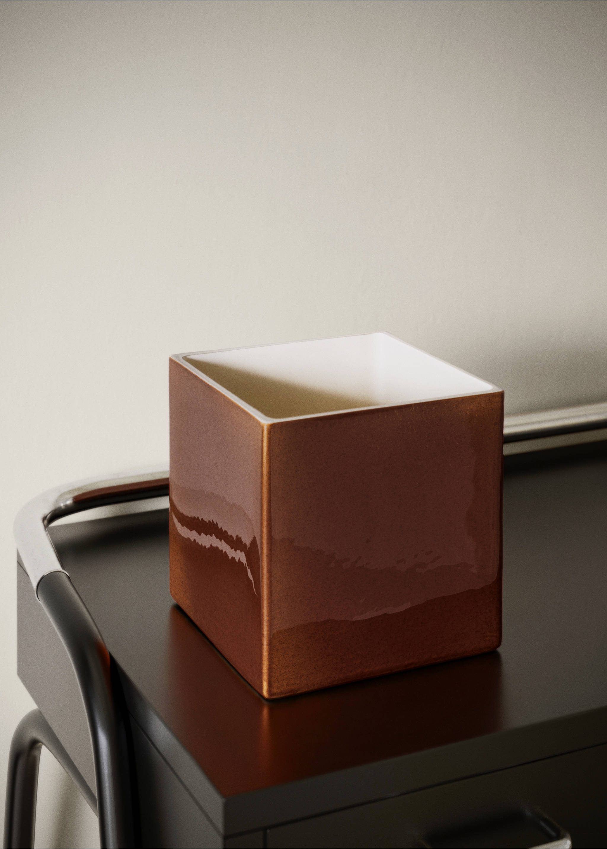 Small 100% ceramic vase - General plane, Brown. Ref: 37061514-00.
