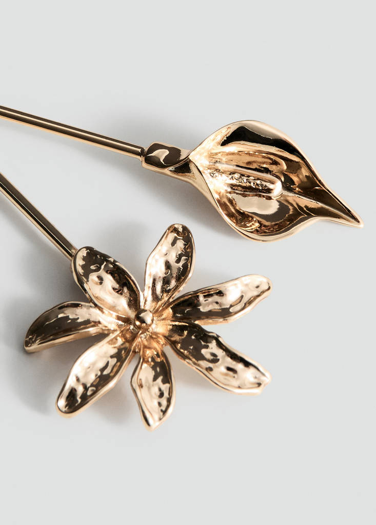 Metall-Haarspange mit Blumen — Gold
