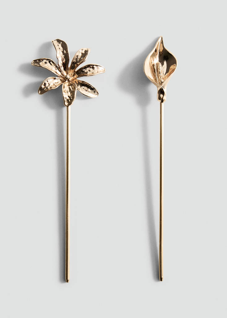 Metall-Haarspange mit Blumen — Gold
