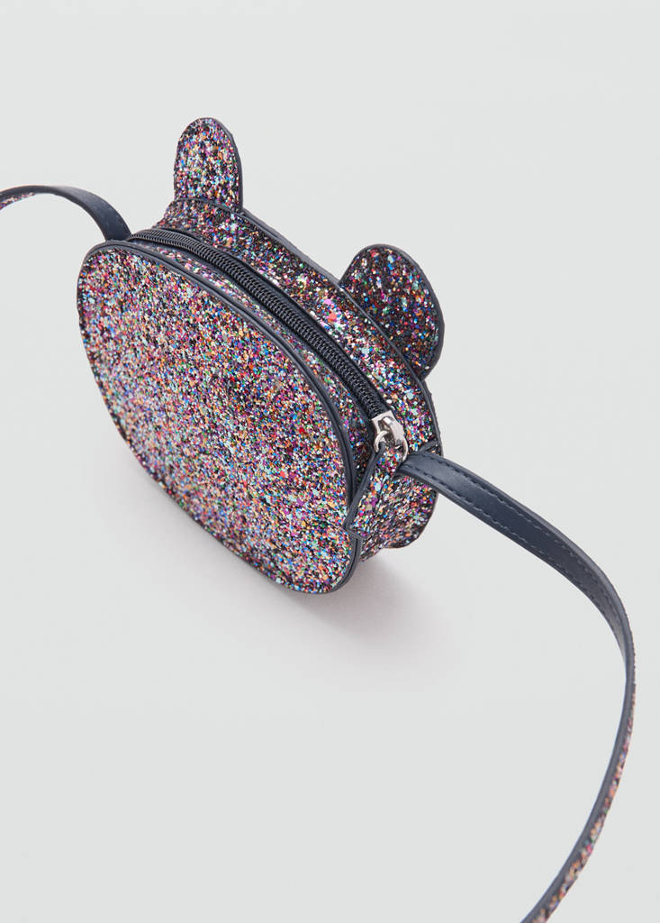 Glitter bear handbag — Navy