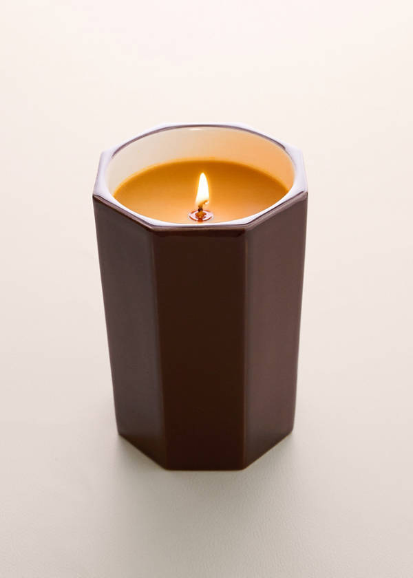 Hexagonal earthenware candle — Chocolate