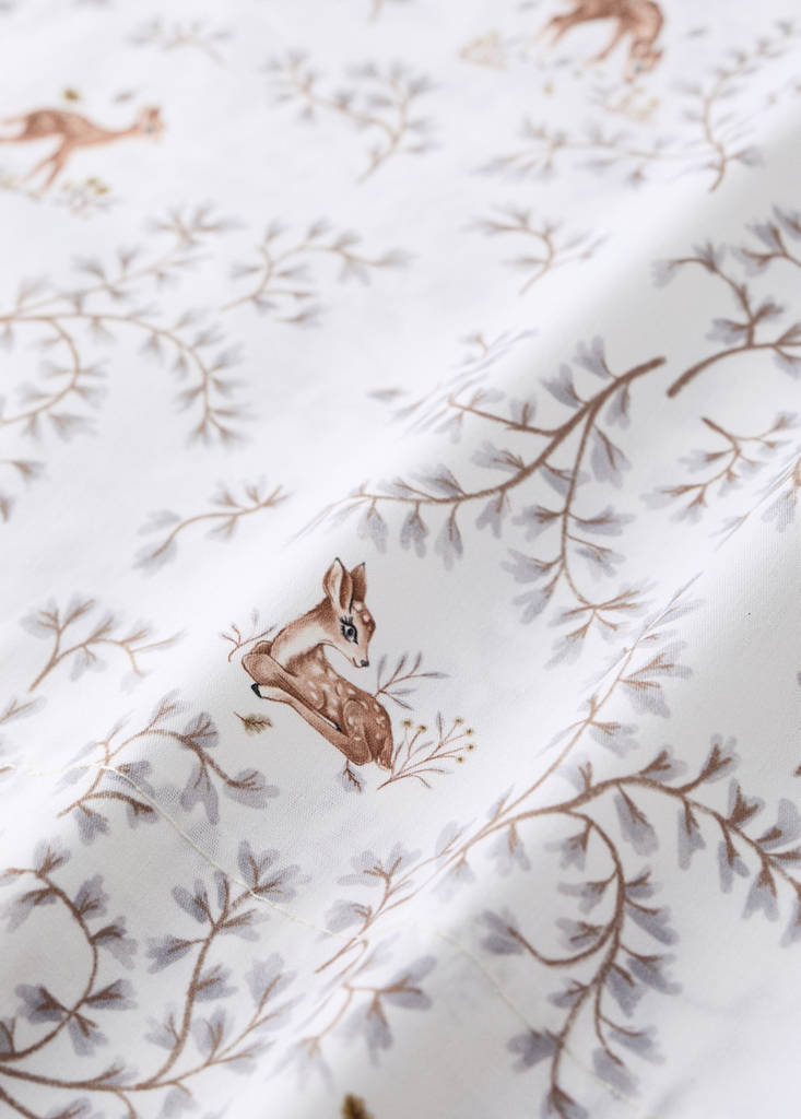 Printed 100% cotton cot top sheet — Grey